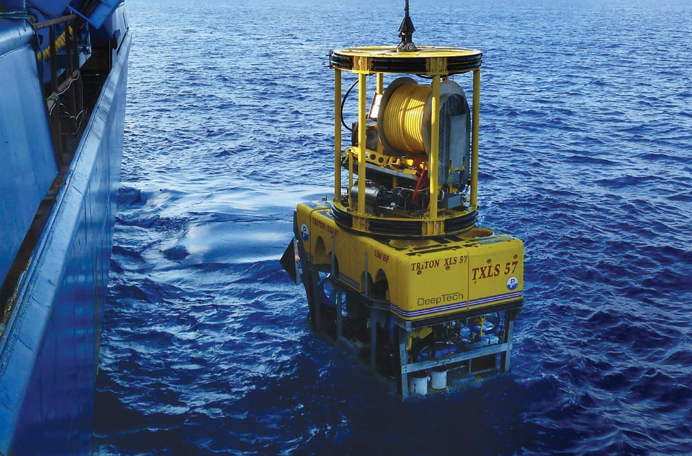 Triton XLS 57 Work-Class ROV deployed from offshore vessel for deepwater subsea operations